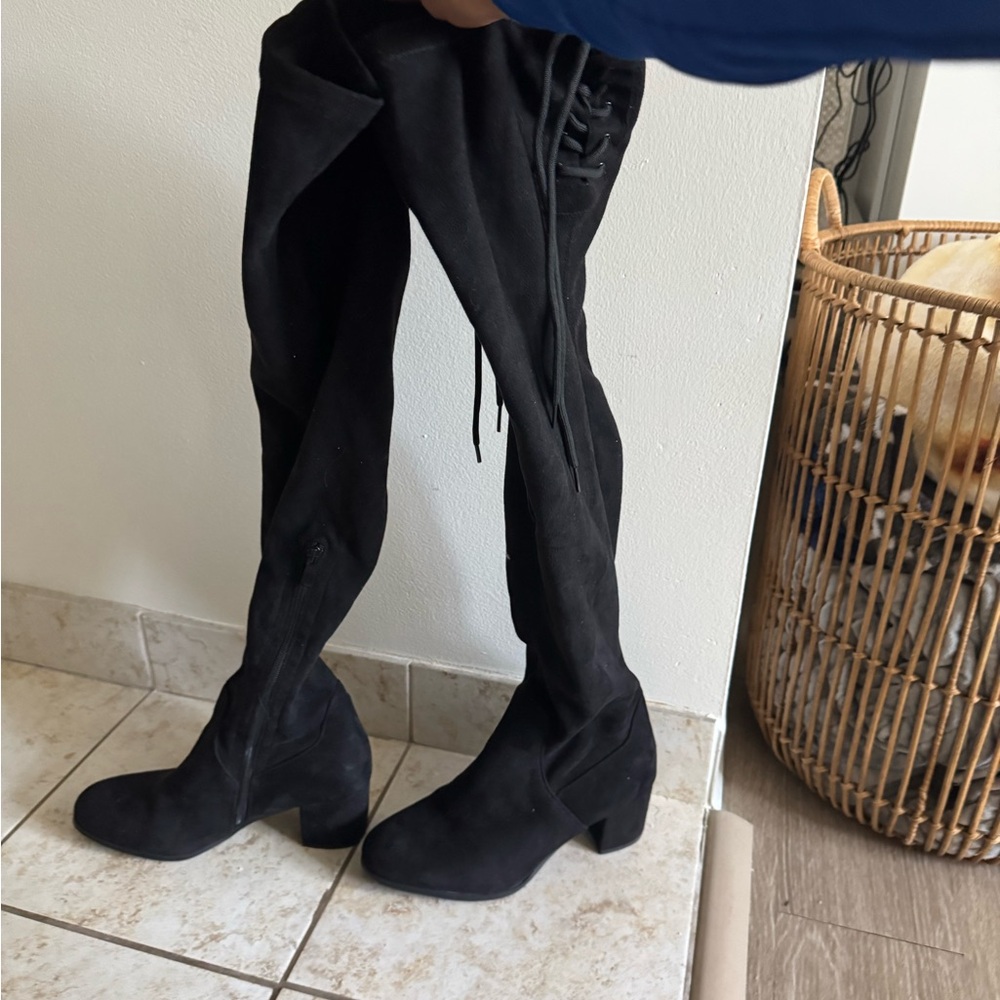 Black Suede Over-the-Knee Boots